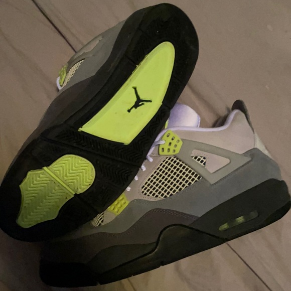 lime green and grey jordan 4